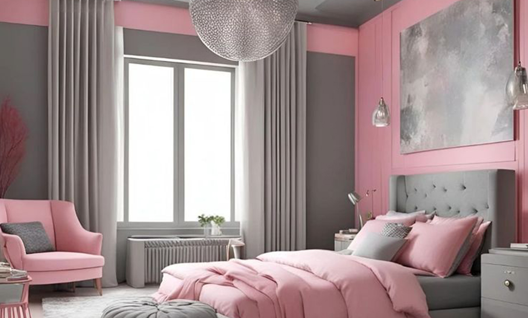 ترکیب صورتی و طوسی روشن در اتاق خواب دخترانه - فروشگاه نیوکالر