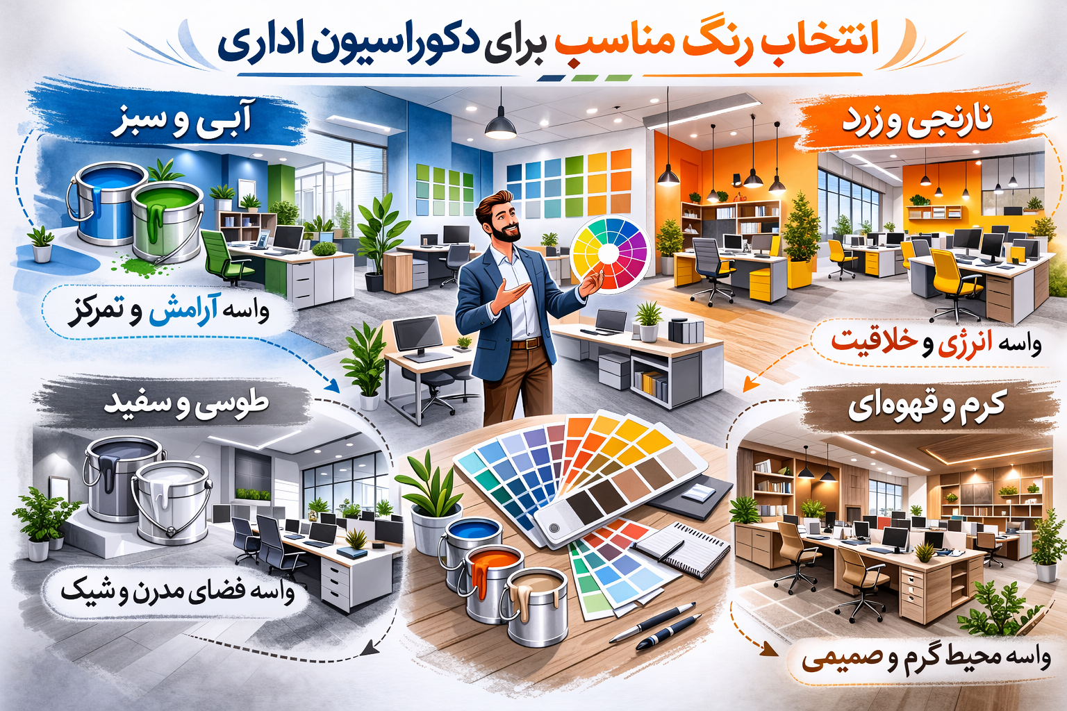 انتخاب رنگ مناسب برای دکوراسیون اداری - نیوکالر