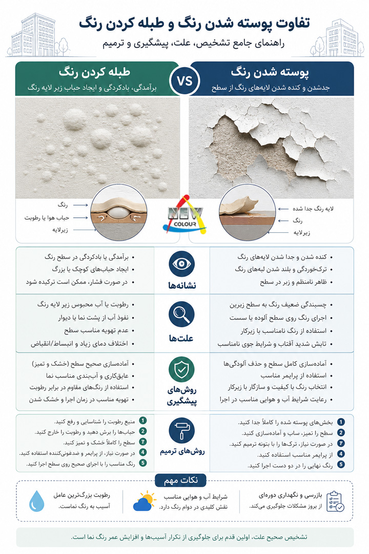 طبله کردن و پوسته شدن رنگ نما